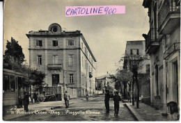 Campania-portici Corso Diaz Veduta Piazzetta Comes Corso Case Tram Alla Fermata Carro Persone Animatissima Anni 50 - Portici