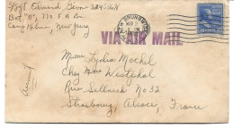 LETTRE PAR AVION POUR LA FRANCE  1947 - CAMP KILMER NEW JERSEY - - Briefe U. Dokumente