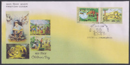 Inde India 2009 FDC Children's Day, Drawing, Art, Child, Tiger, Deer, Wildlife, First Day Cover - Altri & Non Classificati