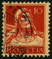 SCHWEIZ BUNDESPOST 118I O, 1914, 10 C. Rot Auf Mattorange, Type I, Pracht, Mi. 36.- - Oblitérés