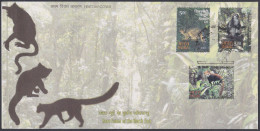 Inde India 2009 FDC Rare Fauna, Red Panda, Marbled Cat, Barbe's Leaf Monkey, Wild Life, Wildlife, Animal First Day Cover - Altri & Non Classificati