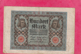 REICHBANKNOTE  .  100 MARK  .  1-11-1920     . N°  M 5100321  .  2 SCANNES  .  BILLET USITE - 100 Mark