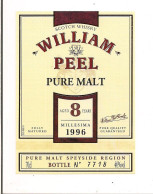 Etiquette WILLIAM PEEL: Pure Malt - 8 Ans - Millesime 1996  Scotch Whisky - - Whisky