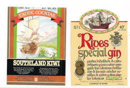 Etiquettes Southland Kiwi Et Rives Special Gin - Thème Bateaux  - - Barcos De Vela & Veleros