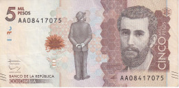 BILLETE DE COLOMBIA DE 5000 PESOS DEL AÑO 2015 EN CALIDAD EBC (XF) (BANK NOTE) - Colombia