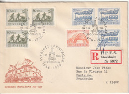 SUEDE - FDC - N°411/3 (1956) Chemins De Fer - FDC