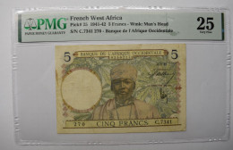 Banknotes FRENCH WEST AFRICA: 5 Francs 6.3.1941 PMG "Very Fine 25 - West African States