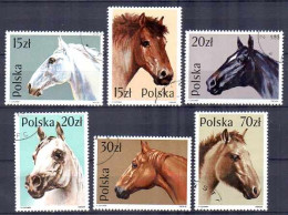 Pologne 1989 Chevaux (14) Yvert N° 1997 à 3002 Oblitéré Used - Usati