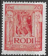 RODI - 1932 - ORDINARIA -  CENT. 20 - NUOVO MNH**  (YVERT 51 - MICHEL 107 - SS 58) - Aegean (Rodi)