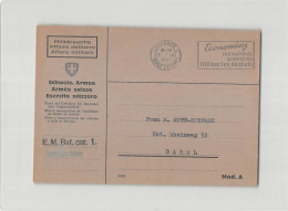 AG2670 HELVETIA ESERCITO SVIZZERO E.M. BAT. CAR. 1 - LAUSANNE TO BASEL - Postmarks