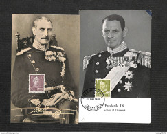 DANEMARK - DANMARK - 2 Cartes MAXIMUM 1948 - Konge Af Danmark Frederik IX - Maximumkarten (MC)