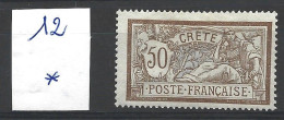 CRETE YT N° 12 Avec Charnière - Neufs