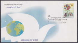 Inde India 2005 FDC International Day Of Peace, Flag, Germany, Italy, Sweden, FInalnd, China, USA, First Day Cover - Other & Unclassified