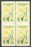 Turkey; 1955 Istanbul Spring And Flower Festivity 15 K. ERROR "Partially Imperf." Block Of 4 - Ungebraucht