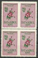 Turkey; 1955 Istanbul Spring And Flower Festivity 20 K. ERROR "Partially Imperf." Block Of 4 - Ungebraucht