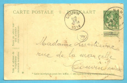 Entier Stempel NAMUR Op 11/08/1914 Naar COUVIN 12/09/1914 (Offensief W.O.I) - Not Occupied Zone