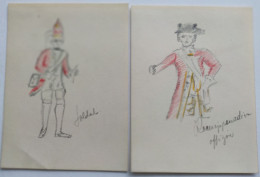 Lot 2 Dessins Crayons Esquisses  Militaria Officier Grenadier Et Soldat   De Mack - Drawings