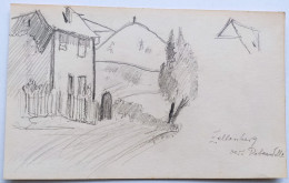 68 Zellenberg Vers  Ribeauvillé Crayon Esquisses  Ruelle Maison Ancienne De Mack - Dessins