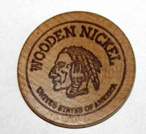 Wooden Token - Wooden Nickel - Jeton Bois Monnaie Nécessité - Tête D'Indien - Neidermyer Poultry 1984 - Etats-Unis - Notgeld