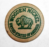 Wooden Token - Wooden Nickel - Jeton Bois Bison Monnaie Nécessité - Miami Floride - Etats-Unis - Noodgeld