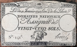 Assignat 25 Sols - 4 Janvier 1792 - Série 141 - Domaine Nationaux - Assignats & Mandats Territoriaux