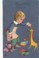 TE 18- " BONNE FETE MAMAN " - ENFANT AVEC  JOUETS CAMION ET ANIMAUX : GIRAFE  , CANARD , LION - EDIT. RHODANIA , LYON - Muttertag