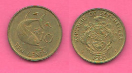 Seychelles 10 Cents 1982 Seicelles Brass  Coin - Seychellen