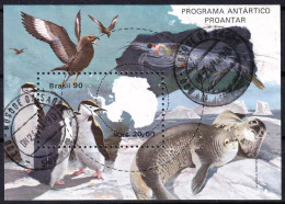 Bloc-feuillet Oblitéré - Programme Antarctique Brésilien - Faune Antarctique - N° BF81 (Yvert Et Tellier) - Brésil 1990 - Blocs-feuillets