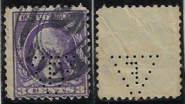 USA United States Stamp With Perfin F Triangle By The Fairbanks Company from New York Geometry Math lochung Perfore - Perforés