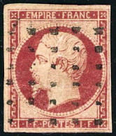 Obl. N°18 1F Carmin, Infime Pelurage Au Verso - B - 1853-1860 Napoleon III
