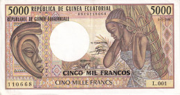 BILLETE DE GUINEA ECUATORIAL DE 5000 FRANCS DEL AÑO 1986 EN CALIDAD EBC (XF) (BANKNOTE) - Guinée Equatoriale