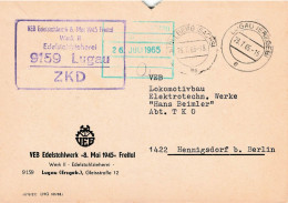 DDR Brief ZKD 1965 VEB Edelstalwerk 8.Mai 1945 Freital - Lugau - Centrale Postdienst