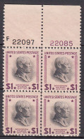 USA. 1938. 4-block. Mnh. Ekstra Violet Line. Number With 2 Dif. Coulour. - Numéros De Planches