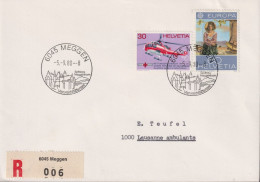 1980 R-Brief, 6045 MEGGEN Zum:CH 518+567, Mi:CH 977+1052 Hubschrauber L`effeuilleuse Werbestempel 6045 Meggen, - Covers & Documents