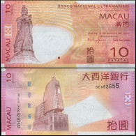 MACAO 10 PATACAS - 08.08.2010 - Paper Unc - P.80b Banknote - Macao