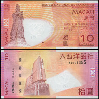 MACAO 10 PATACAS - 08.08.2005 - Paper Unc - P.80a Banknote - Macau