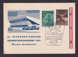 Österreich Brief 10. Int. Geometer - Kongress Wien Sondermarken Jagd 31.8.1962 - Brieven En Documenten