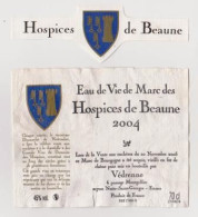 Etiquette Et Collerette HOSPICES DE BEAUNE " EAU DE VIE DE MARC 2004 " (3237)_ev673 - Bourgogne