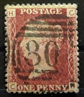 GB Queen Victoria 1858 - 1864 Yvert 26 , One Penny Rouge Planche Plate  90 Obl , TB - Oblitérés