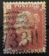 GB Queen Victoria 1858 - 1864 Yvert 26 , One Penny Rouge Planche Plate 182 Obl , TB - Used Stamps
