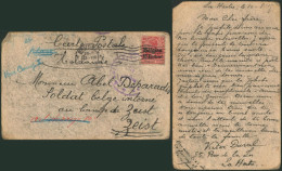 Guerre 14-18 - OC3 Sur Carte Postale à La Main Expédié De Bruxelles (1915) > Soldat Belge Interné Au Camp De Zeist - OC1/25 General Government