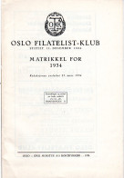 Norwegen, Oslo Filatelist-Klub, Matrikel For 1934 M. Allen Mitgliedern! 31 S. - Andere & Zonder Classificatie