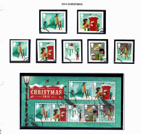 Great Britain 2014 Christmas  Set Of 7 Self-adhesives + Minisheet Used - Used Stamps