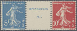 France: 1927, 5 Fr Blue And 10 Fr Red As Se-tennant With Vignette "Strassbourg 1 - Neufs