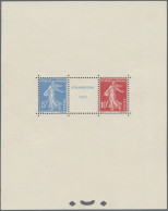 France: 1927, Souvenir Sheet Issue Stamp Exhibition Strasbourg, Mint Without Gum - Unused Stamps