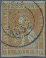 Italian States - Tuskany: 1851,1 Soldo, Dull Orange, Three Side Large Margins, N - Toscana