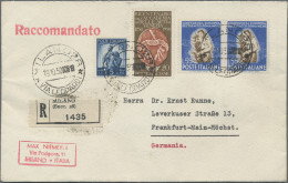 Italy: 1950, Tobacco Conference 55l. Ultramarine/brown, Horizontal Pair In Combi - 1961-70: Marcofilie