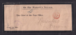 1901 - Vordruck-Dienstbrief Ab London Portofrei Nach Nürnberg - Lettres & Documents