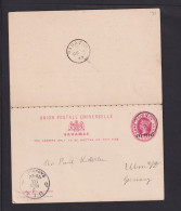 1893 - 1 P. Überdruck-Doppel-Ganzsache (P 4) Ab Bahamas Nach Ulm - 1859-1963 Colonie Britannique