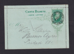 1893 - 200 R. Ganzsache Ab Rio Nach Buenos Aires - Covers & Documents